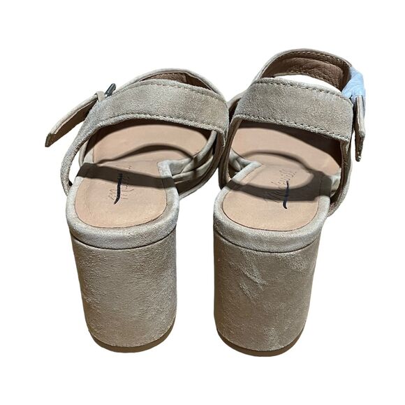 Madewell  Chunky Platform Sandals 6 Beige Suede Strappy Block Heel Retro Y2K - Picture 6 of 11